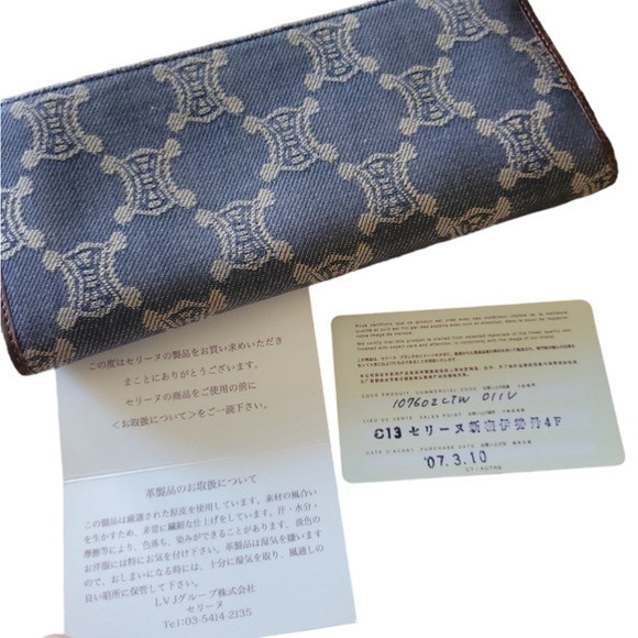 Celine Triomphe Vintage Macadam Denim and Leather Continental Wallet - Picture 12 of 13